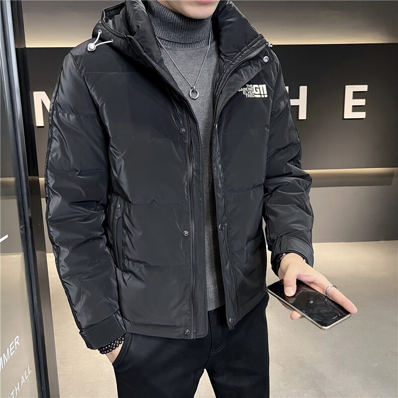 2025冬季店主风连帽白鸭绒羽绒服韩版休闲亮面外套男8072-P195,男装羽绒服,电商A413