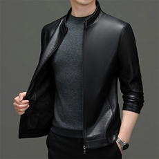 皮衣中青年男士秋冬季休闲机车服新款商务立领加绒皮夹克外套男装，男装皮衣，电商B212（原钱塘6029）