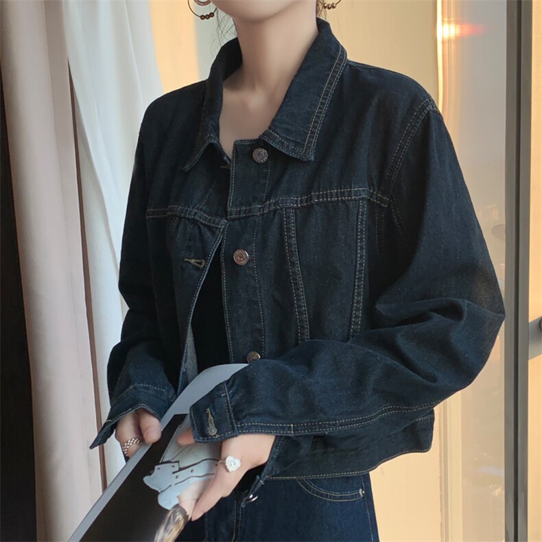 时尚百搭气质休闲牛仔外套女新款韩版宽松显瘦短款上衣春秋季外穿,女装牛仔外套,宛庄羊绒
