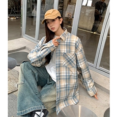 港风衬衫设计感耐磨格子衬衫休闲百搭MD-H509-特批40控69，男装衬衫，星座717