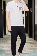 休闲套装男夏季两件套运动衣服新款韩版潮流帅气冰丝短袖TZ66-P45，男装T恤，星座509