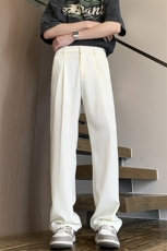 胖胖哥黑色垂感男士西裤春季美式高级感直筒长裤大码宽松微喇裤子，男装休闲裤，电商A099