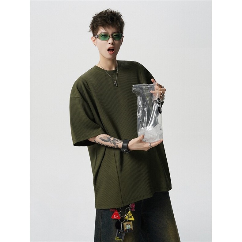 超大码金属标手工设计肌理感短袖T恤8XL-M垂感冰丝半袖DX1220/P38,男装T恤,电商B238