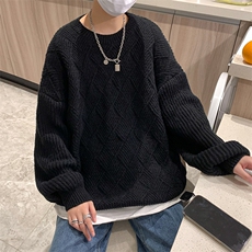XZ517A-1-35109P68情侣毛衣2025新款宽松大码男港风圆领，男装针织衫/毛衣，星座517A-1