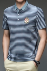 2024新款男士短袖t恤衣服中年商务打底衫上衣polo衫HMQ301-P63，男装Polo衫，星座1105-3