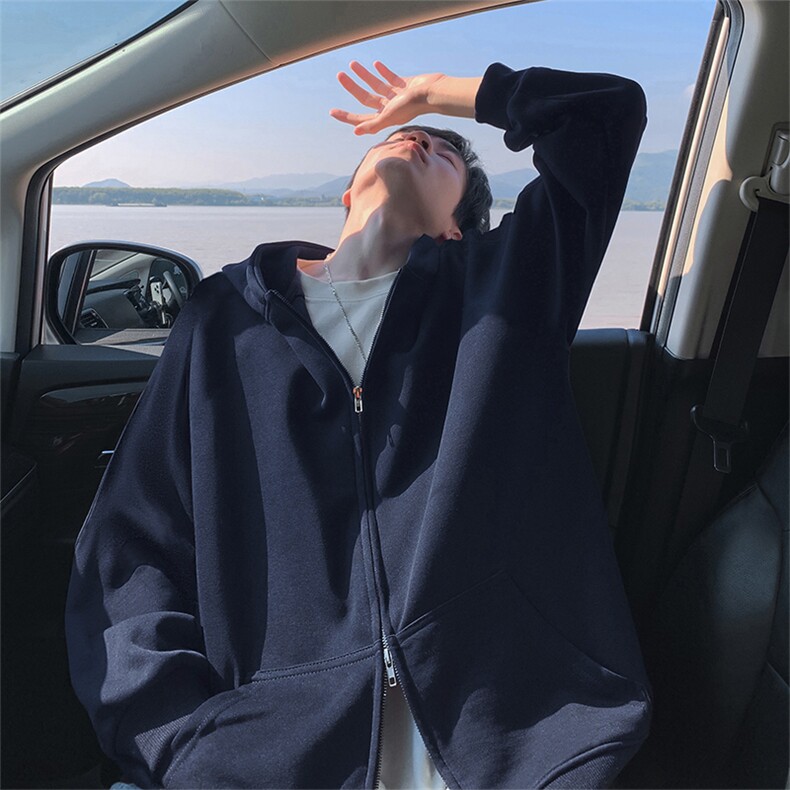 抖音得物高品质全棉二开支持退换双拉头双拉链卫衣开衫SL001，男装卫衣，电商A486