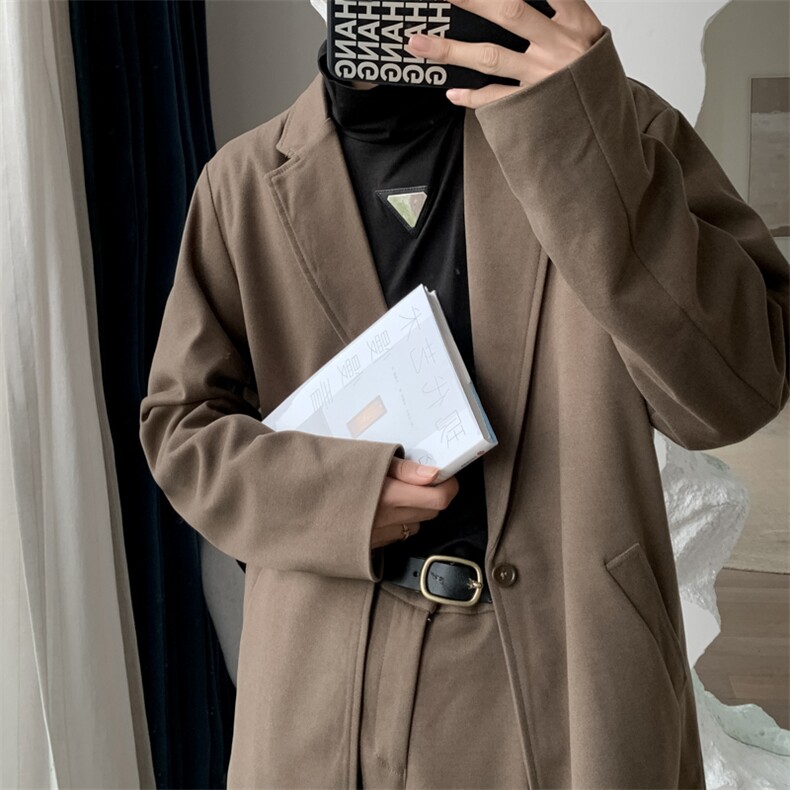 2026新中长款毛呢风衣西服两件套装/TZ01 P155可单卖风衣95裤55图片