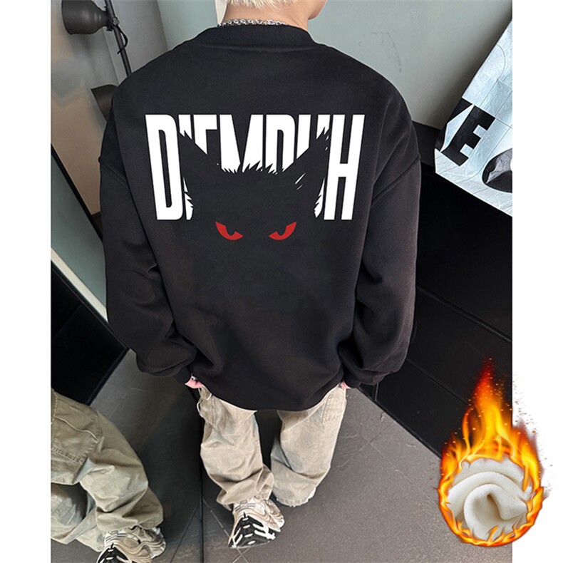 现货WY623-P38小恶魔克重磅圆领加绒卫衣男美式高街潮牌外套，女装短外套，电商A456（原C415）