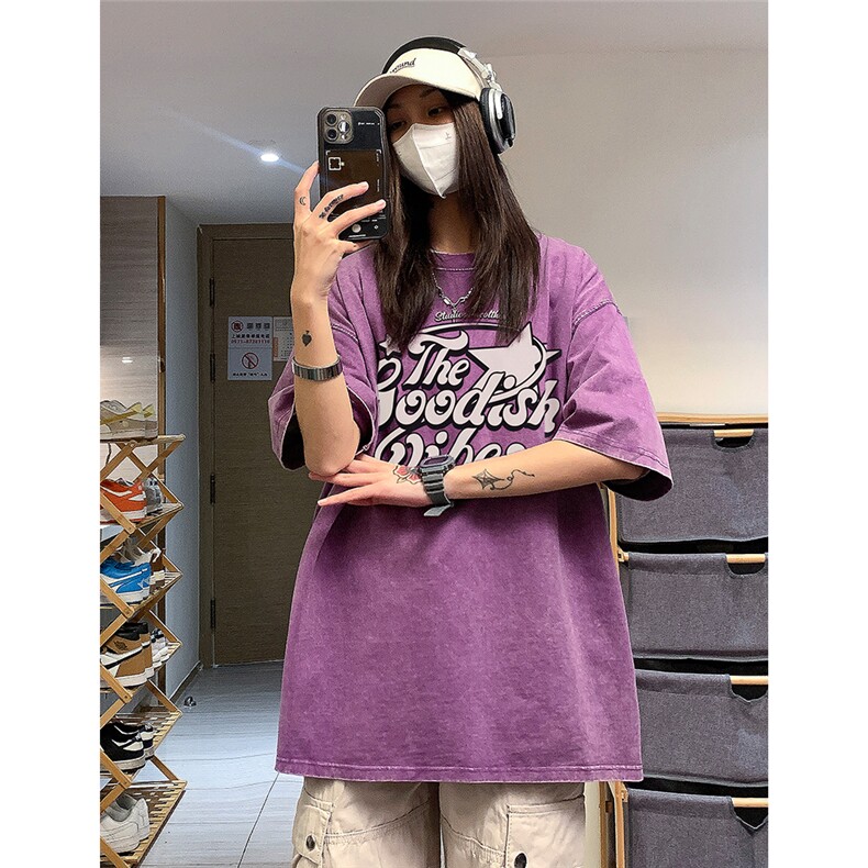 水洗做旧几何印花短袖男女中性风夏季T恤宽松版型港风ins潮流,男装T恤,电商C306-1