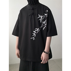 F262-P38夏季小众设计感复古风半袖新中式盘扣短袖T恤男现货，男装T恤，星座512-6