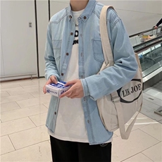 长袖衬衫男港风日系外套牛仔衬衫C605P42，男装衬衫，星座1116-2
