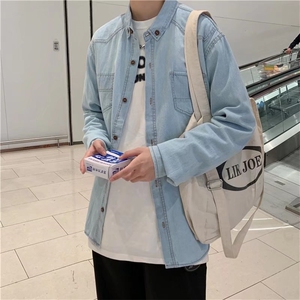 长袖衬衫男港风日系外套牛仔衬衫C605P42图片
