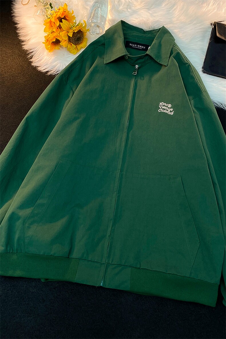 EQ105秋季新款港风潮复古棒球服字母绣花工装夹克外套男宽松P118,男装夹克,电商C306-1