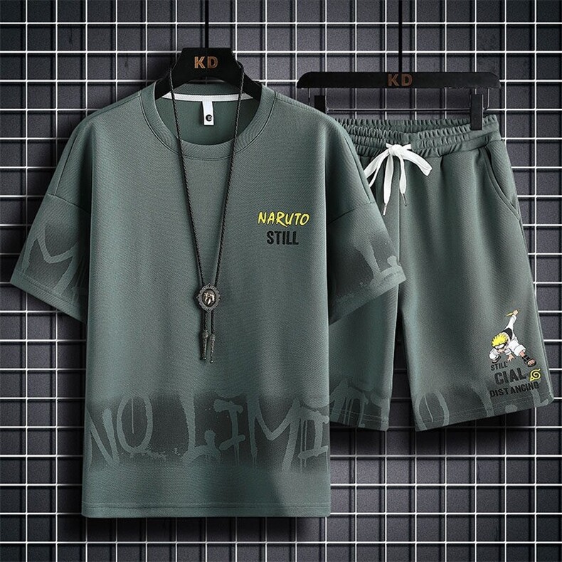 83609-P60休闲时尚套装男夏季运动休闲服潮牌一套搭配短袖短裤男,男装T恤,电商D310B