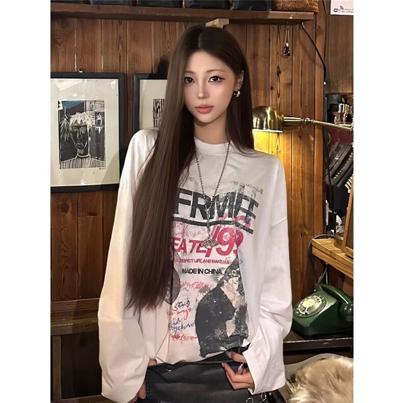 潮流流行原版质量260纯棉平口长袖数码直喷T慵懒新款文艺百搭气质，女装卫衣/绒衫，星座506A