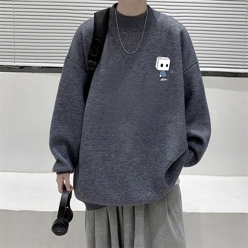 半高领毛衣男大码胖子针织衫毛线衣M18400-P45加绒款-P65,男装针织衫/毛衣,电商A040
