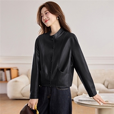 【春季女装新款】2026大量现货春季时尚百搭短款立领皮衣外套，女装皮衣，缘衣格