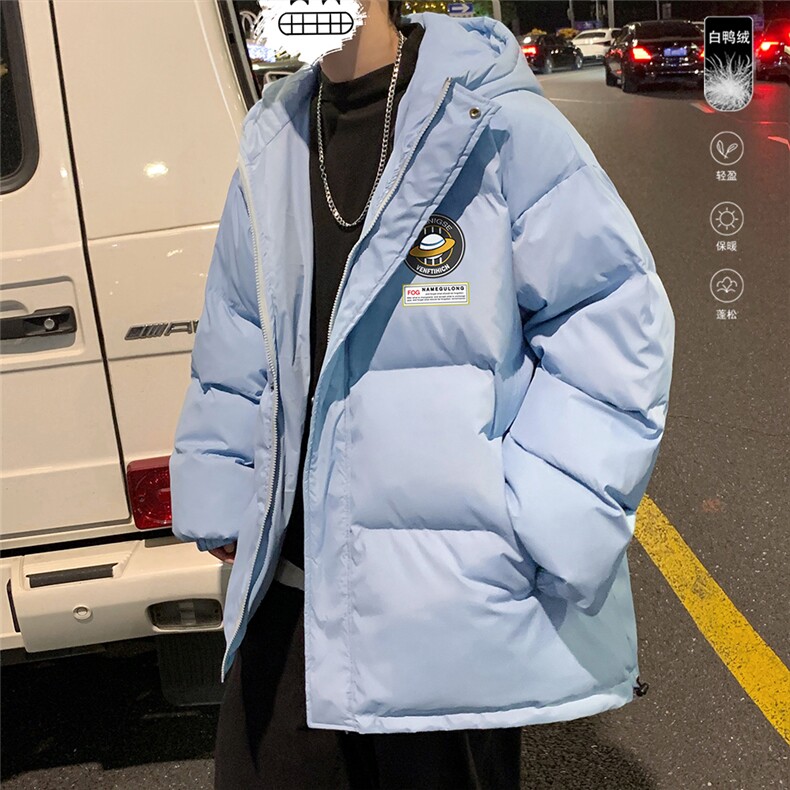 港风冬季新款连帽白鸭绒羽绒服男潮宽松印花YR6131P225控298，男装羽绒服，电商A268A