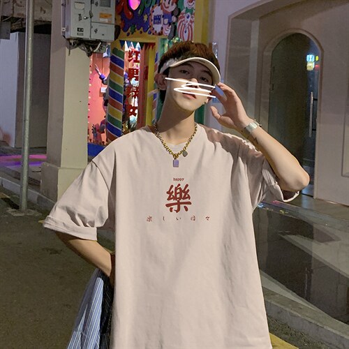 国潮短袖T恤男士夏季港风新款体恤衫ins潮牌大码宽松胖子衣服半袖，男装T恤，星座414-3