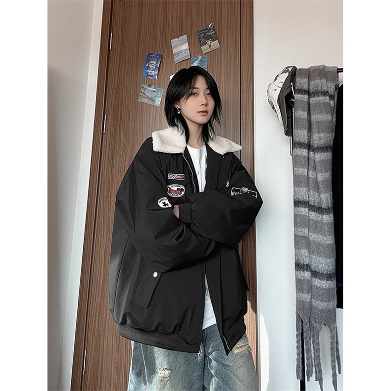 港风大码款宽松翻领加厚保暖棉服外套潮XZ213-MY9355-P148控168,男装棉衣,星座213