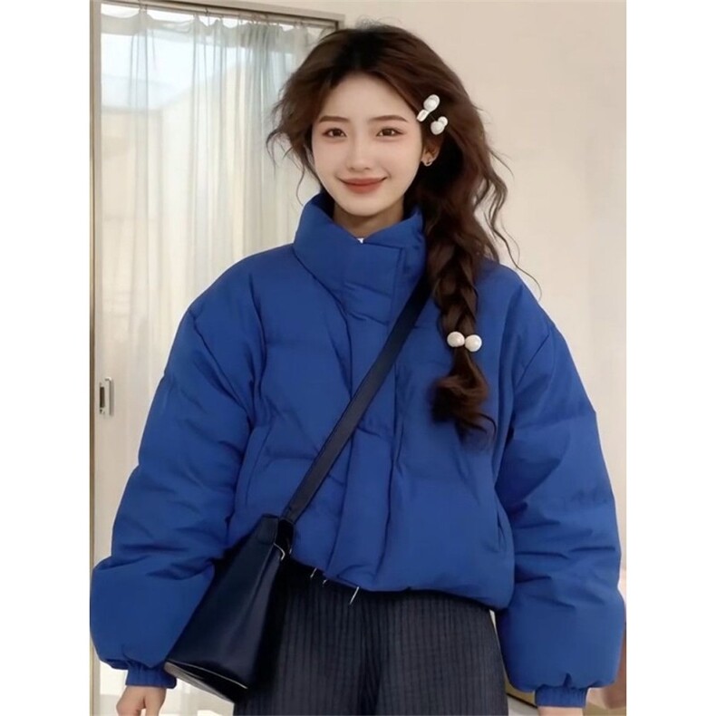 秋冬季女士蓝色加厚立领羽绒棉服外套超好看短款棉衣M7901,男装棉衣,星座1116A（原606A-3）