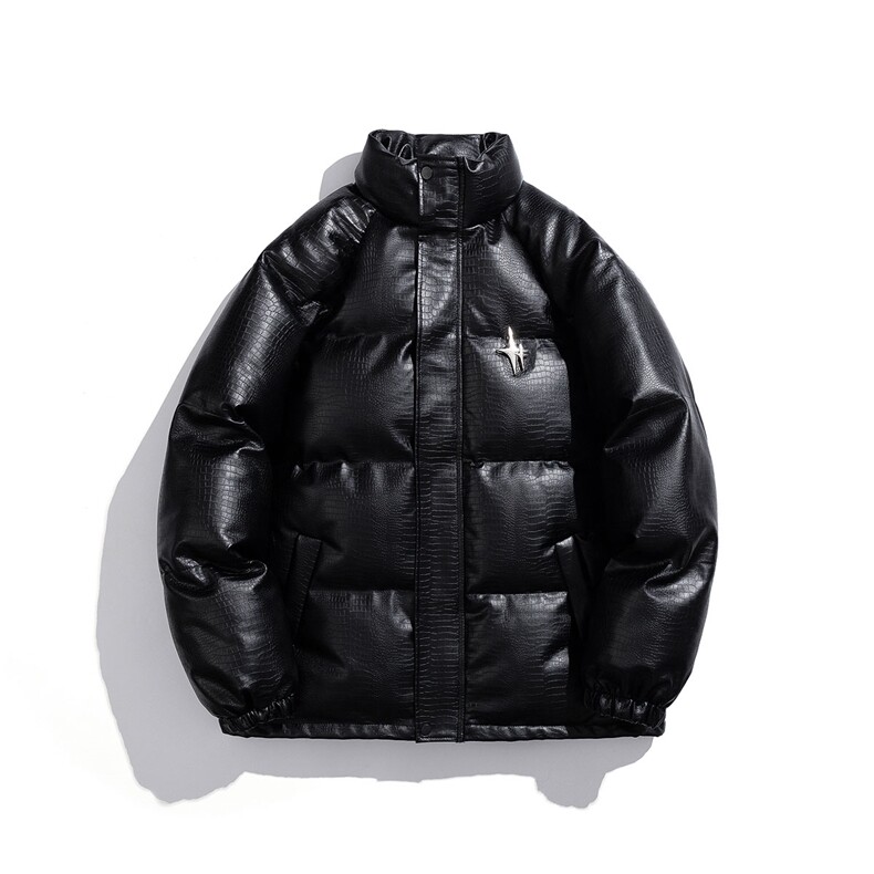 白底鳄鱼纹可拆卸双四角芒星胸针设计休闲棉衣男MY77734P128控168,男装棉衣,星座227-7