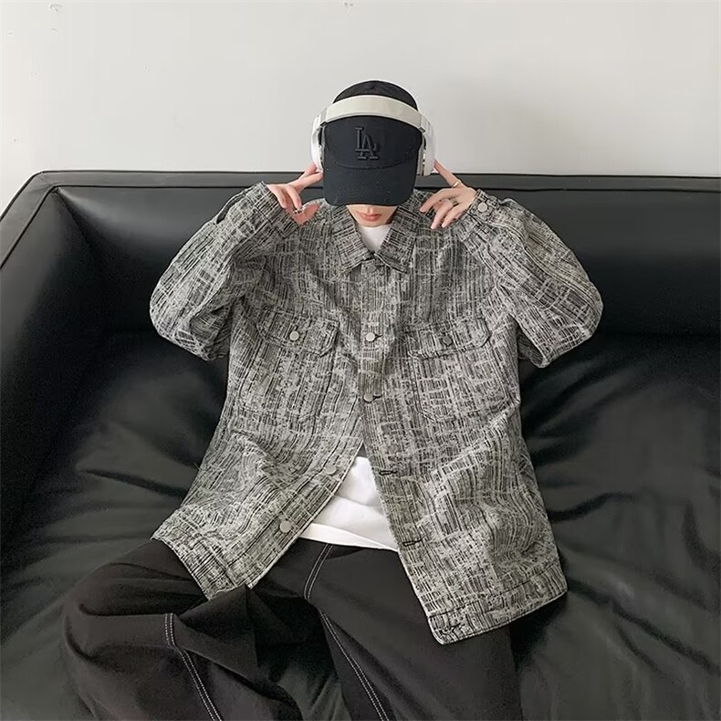 美式牛仔外套港风宽松帅气夹克WT2325p68,男装夹克,星座1013