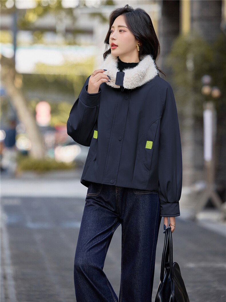 2025冬装新款休闲加绒棉衣外套,女装棉衣/棉服,依路服饰