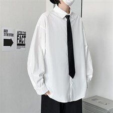 长袖衬衫男港风日系酷丝绵宽松版衬衫C410P30，男装衬衫，星座1116-2