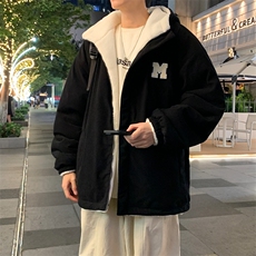 灯芯绒两面穿棉服男女羊羔毛棉衣外套冬季加厚棉袄M0811-P120，男装棉衣，星座308B-2