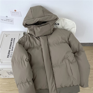 韩系棉服外套男士冬季短款棉衣设计感小众加厚宽松立领面包服棉袄图片