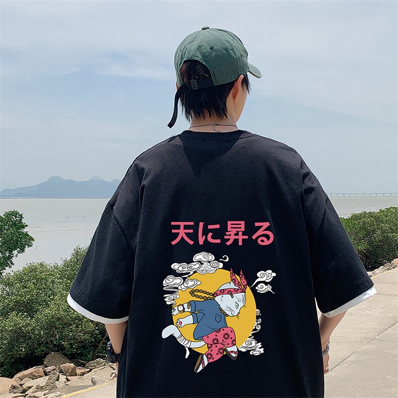 JT55012-P25假两件短袖t恤男大码胖子半袖体恤半截袖港风，男装T恤，电商A040