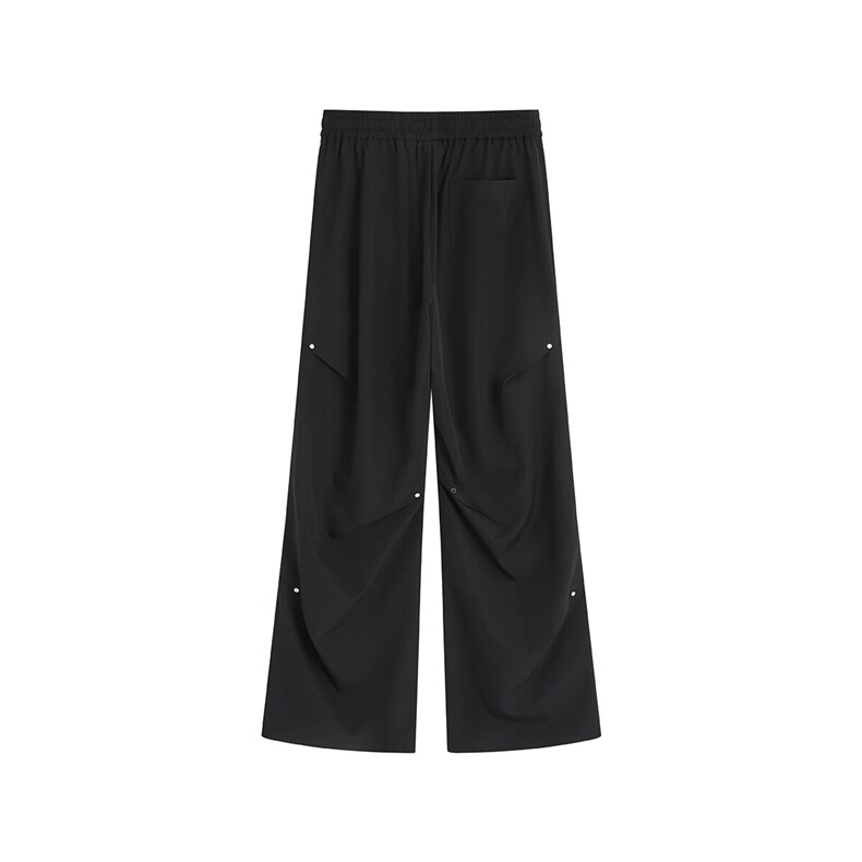 冰丝垂感褶皱铆钉休闲裤K007平铺92%聚酯纤维8%氨纶(S-2XL)TP25,男装休闲裤,电商A088