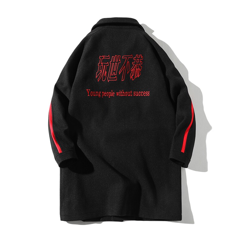 【】A003-HF009-P50冬装新款中长款绣字韩版大衣凹凸墙,男装毛呢大衣,电商A003