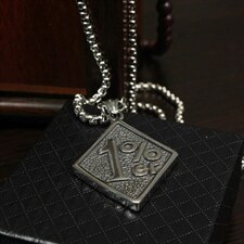 礼盒装个性时尚男热卖欧美复古1%er方形吊牌钛钢吊坠项链，项链，星座510A-1