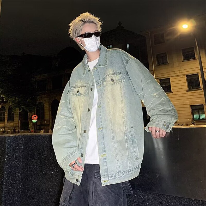 抖音得物痞帅牛子外套高街港风日系原宿风韩版潮流宽松夹克AW033,男装夹克,电商A443