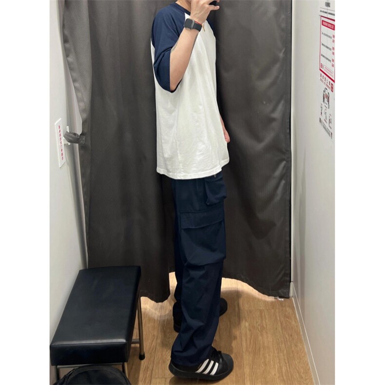 藏青色高腰休闲裤女夏季薄款设计感工装速干直筒长裤潮KD44,男装休闲裤,星座1116A（原606A-3）