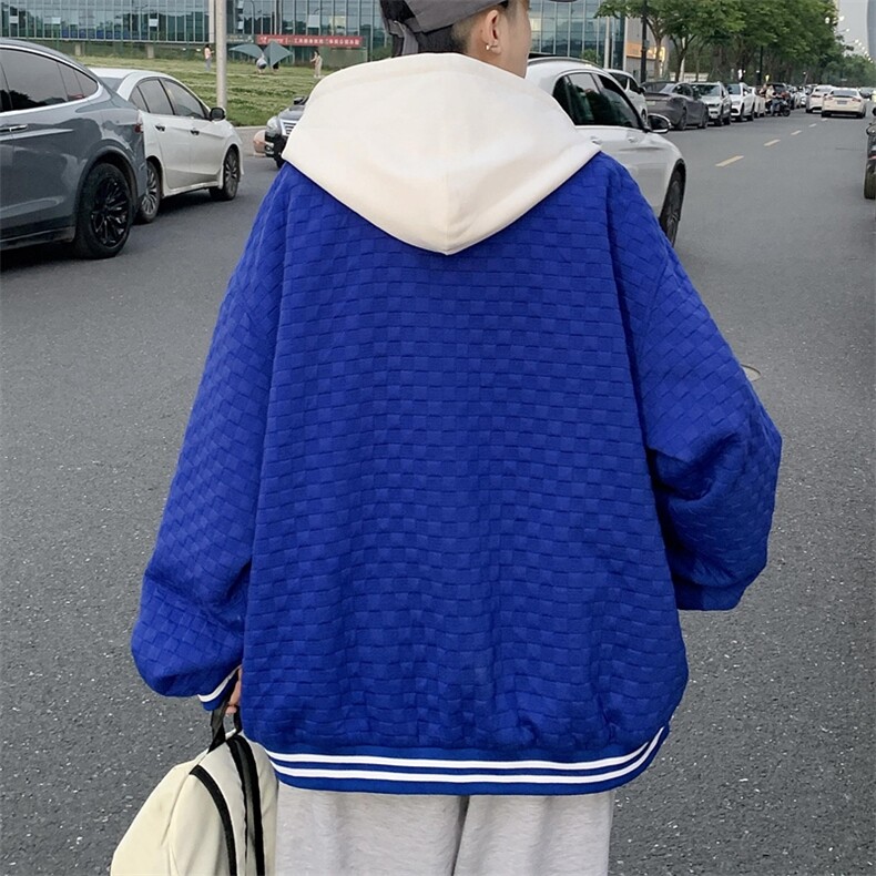 春季新款假两件连帽棒球服男休闲宽松bf风百搭外套JK0272-P95,男装夹克,星座308B-1