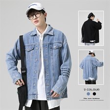 2021秋季新日系大码男无影墙破洞字母刺绣牛仔夹克外套NJ8023-P70，男装夹克，电商A001