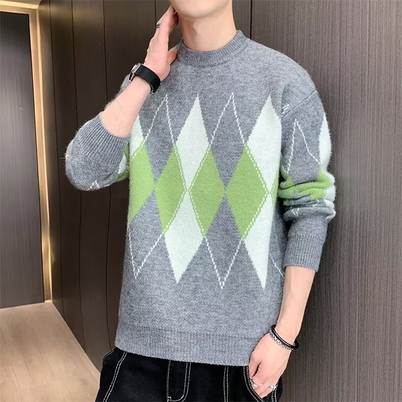 MM436-P52韩版潮流宽松港风慵懒加厚针织毛衣外套,男装针织衫/毛衣,星座617A-2
