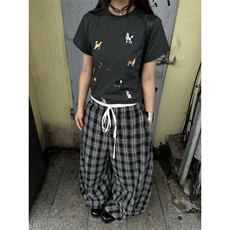 WE1542-P46美式抽绳双腰头阔腿百搭宽松直筒拖地裤，男装休闲裤，电商B323A