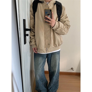 纯色复古格子飞行员夹克棒球服外套 JK7434 特P75图片