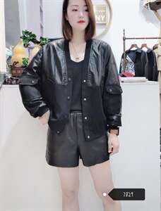 水洗皮拼针织图片