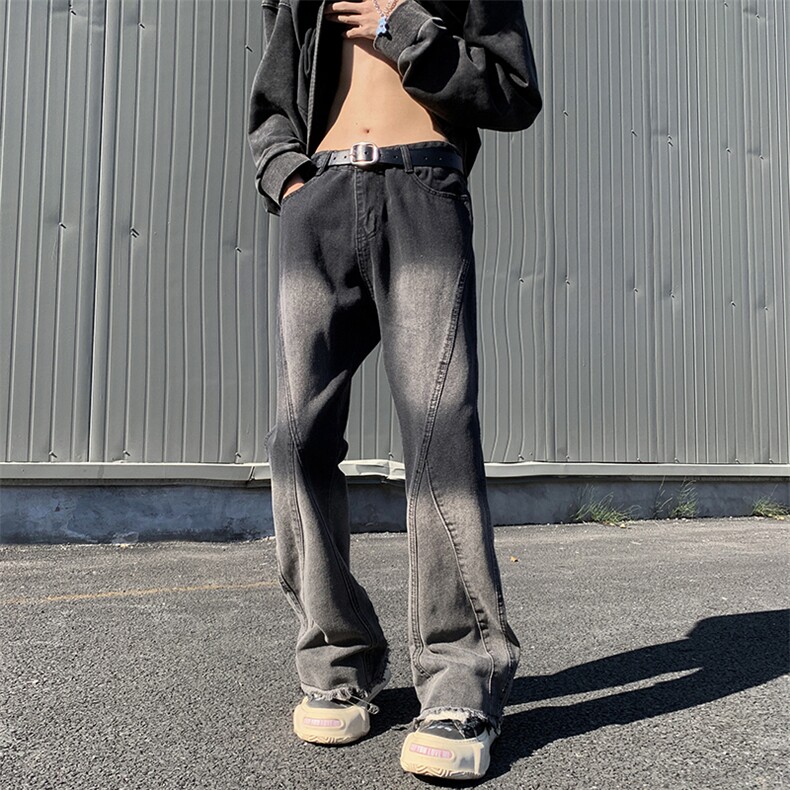 毛边渐变牛仔裤男潮牌宽松工装微喇牛仔裤1001-1-GN1622-p46,男装牛仔裤,星座1001-1