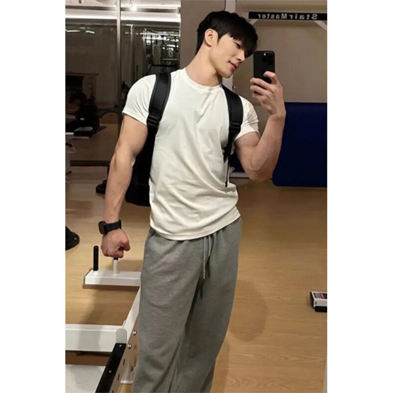 B221 美式ins高街暗黑型男紧身纯色健身弹力T恤SY2539-特P20控39图片