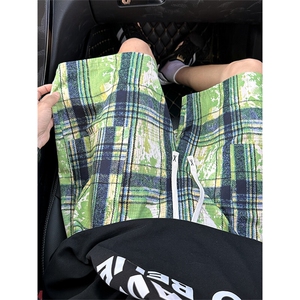 2025美式扎染印花冰丝凉感格子薄款潮五分短裤 K8909/特P20 车景B图片