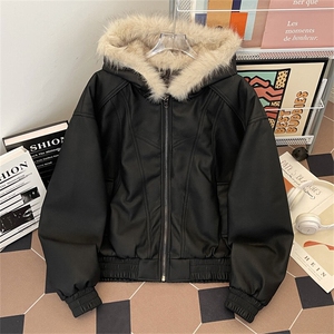 美式高街解构毛领连帽棉服男女cleanfit宽松潮流棉衣M0276-P140图片