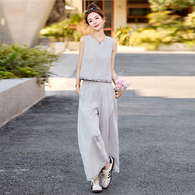 欧货休闲小香风马甲牛仔套装女2025夏季超火洋气减龄九分裤三件套,女装套装/套裙,瑶迪依秀