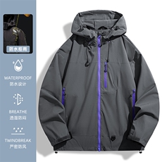 秋季户外冲锋衣男情侣款男士夹克潮流连帽外套潮A266-JK8012-P60，男装夹克，电商A266