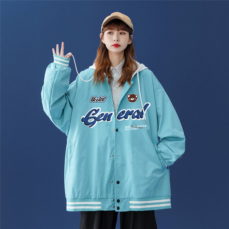中性风秋季百搭宽松夹克情侣连帽棒球服外套女G622P65控78,男装夹克,电商A268